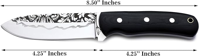 GCS Handmade D2 steel Hunting Knife G10 Full Tang Handle Fixed Blade Knife Right Hand Scout Carry Buffalo leather Sheath Hunting Camping Survival EDC-GCS 916