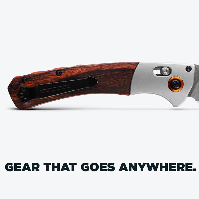 Benchmade - Crooked River 15080 EDC Knife with Gray Aluminum &amp Wood Handle (15080-2)