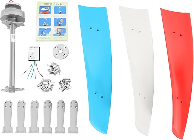 400W Wind Turbine Generator Kit 12V Vertical Helix Wind Power System with Controller 3 Blades for Marine RV Home Outdoor Energy Garden Hybrid Solar Wind System Portable for DIY Users