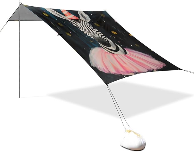 ALAZA Cute Party Zebra Wearing Skirt Beach Tent Sun Shelter Portable Canopy Sunshade for Outdoor Camping Picnics Backyard Fun 10x9 ft