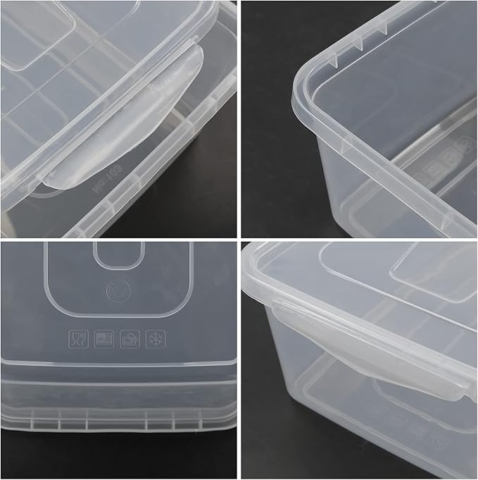 Pekky 6.5 Quart Clear Storage Bin Plastic Latching Box with Lid 4 Packs