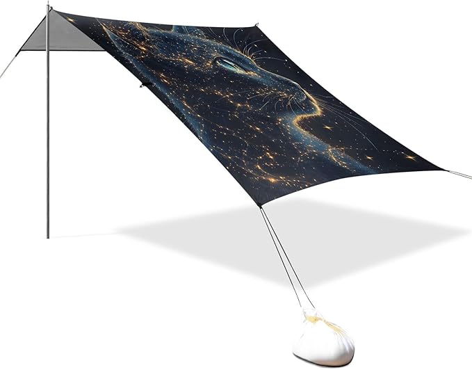 ALAZA Cat Constellation Beach Tent Sun Shelter Portable Canopy Sunshade for Outdoor Camping Picnics Backyard Fun 10x9 ft