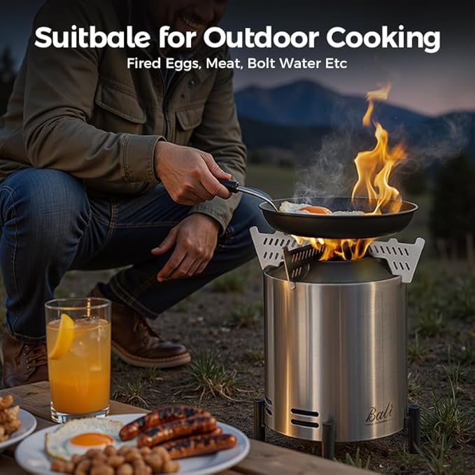 BALI OUTDOORS 6.5 inch Tabletop Fire Pit Round Stainless Steel Table Top Firepit Small Outdoor Smokeless Firepit Portable Silvery