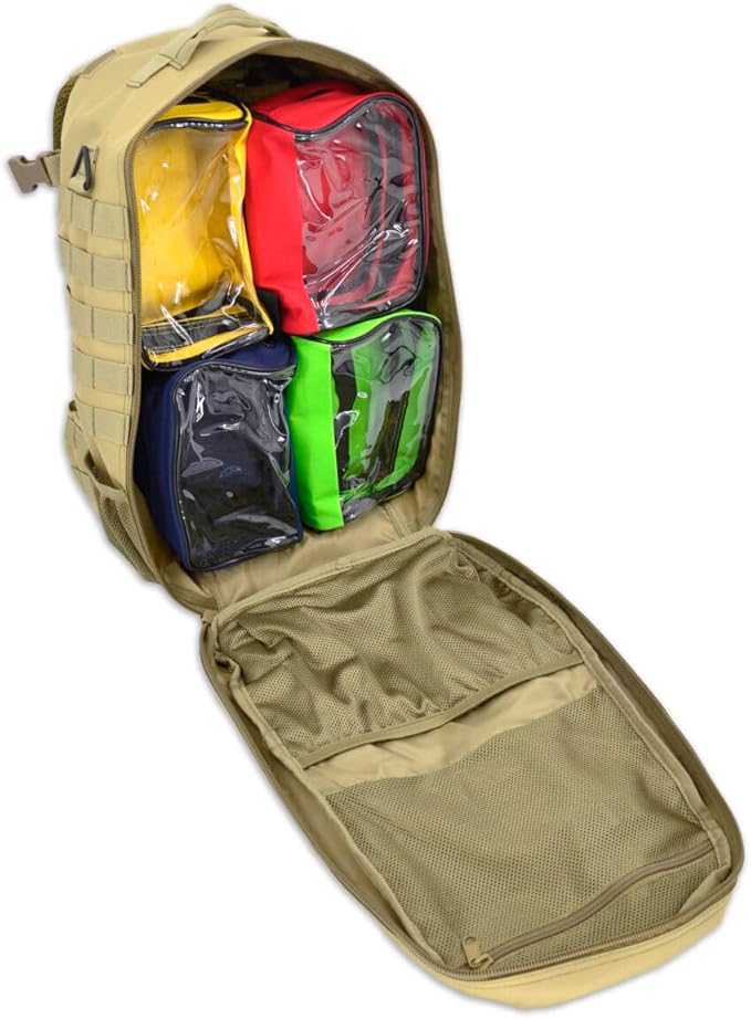 Lightning X Stocked Modular Trauma &amp Bleeding First Aid Responder Medical Backpack + Kit - TAN