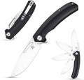 Sitivien ST119 Folding Knife D2 Steel Blade and G10 Handle EDC Tool Knife with Pocket Clip for Outdoor Camping Hiking Survival(Black)