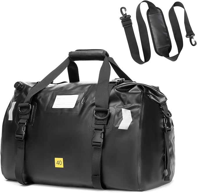 Waterproof Duffel Bag 40L - Heavy Duty Dry Bag Backpack for Motorcycle Travel Kayaking Boating &amp Camping - Watertight Roll Top Gear Bag with Air Valve &amp Reflective Strips for Men Women