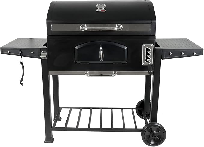 Grill Boss Charcoal Grill with Large 32-Inch Cooking Area - Includes Warming Rack Side Shelves Bottom Storage and Wheels for Outdoor BBQ Tailgating Camping &amp Backyard Grilling