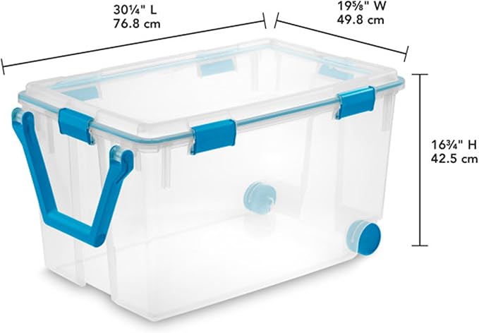 Sterilite 9-Pack Gasket Box Weather-Resistant Storage Bins with Latching Lids 120 Quart - Heavy-Duty Organizing Containers for Closet Bathroom and Office