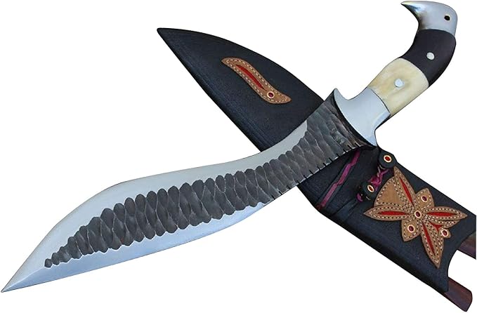 12 Inches Eagle Survival Rust Free Kukri - Custom Made Khukuri - Best Survival Handmade Tools Knife - High Carbon Steel 5160 Spring Steel Blade with Rosewood and Water Buffalo Bone Handle