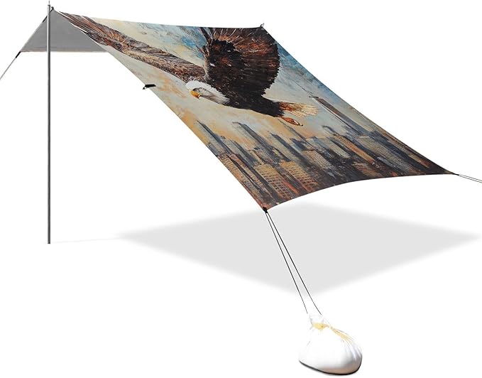 ALAZA New York Eagles Beach Tent Sun Shelter Portable Canopy Sunshade for Outdoor Camping Picnics Backyard Fun 10x9 ft