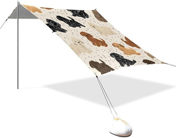 ALAZA Polka Dot Dog Pattern Beach Tent Sun Shelter Portable Canopy Sunshade for Outdoor Camping Picnics Backyard Fun 10x9 ft