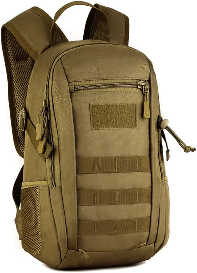 UNISTRENGH 12L Mini Daypack Military MOLLE Tactical Backpack Rucksack Gear Assault Pack for Cycling Fishing (Tan)