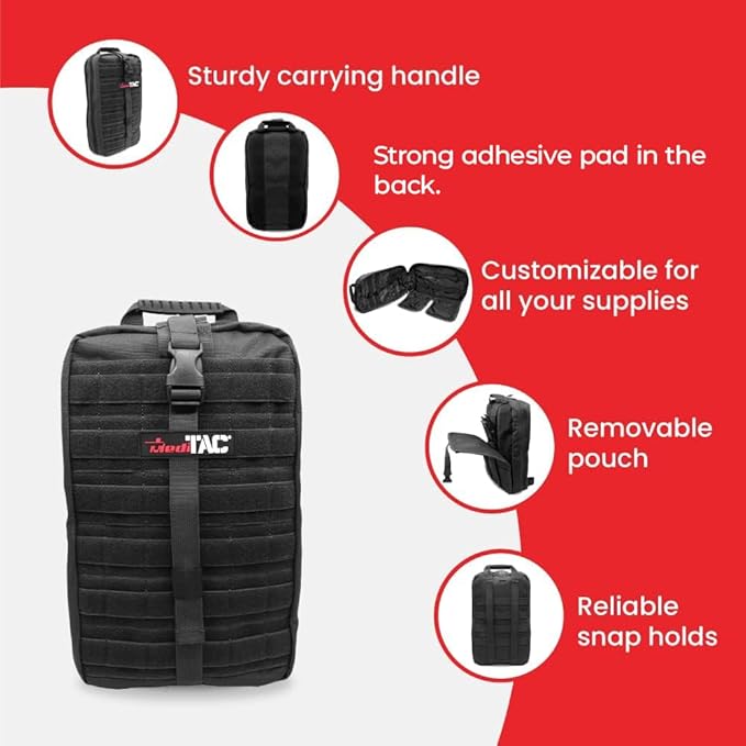 MediTac Large Hawk Type Tactical Trauma Bag Feat. Hook-and-loop Fastener Bag Backpack MOLLE Bag Rucksack Pack - Black