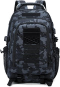 Tactical Backpack Men Backpacks Military Army Daypack handbag Hiking Camping Travel Hunting Rucksack Molle Bag USB Interface (Black Camo Size：14.2 * 7.8 * 20inch(L*W*H))