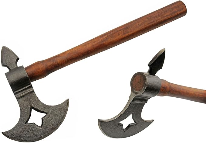 Medieval Carbon Steel Blade Wood Handle 13 Axe Hunting Knife