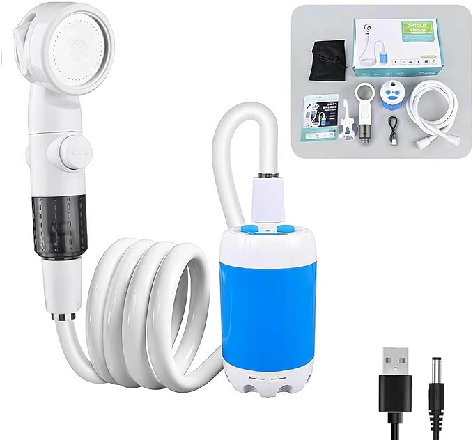 Portable Shower for Camping – Rechargeable Outdoor Shower Pump with Hose Digital Display for Travel Hiking Car &amp Pet Cleaning