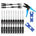 Solar Panel Crimping ToolCrimping Tool Kit with 10PCS Connectors and 2PCS Spanner Wrench and 2PCS Y Solar Connectors and Solar Wire Crimping Tool for PV Cable