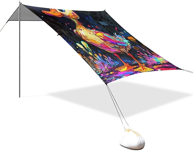 Funny Cayuga Duck2 Beach Cabana Tent UPF50 Waterproof Shade Sun Shelter with Sand Pockets for Backyard and Camping