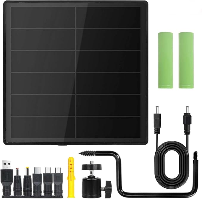 D5 3 in 1 Mini Solar Panel PackOutdoor 5w Power Solar Charger Built in Controller5200mah 2-Lithium Battery with Dc5521 Output 12v for Led Lights Security Monitoring Trail Cameras