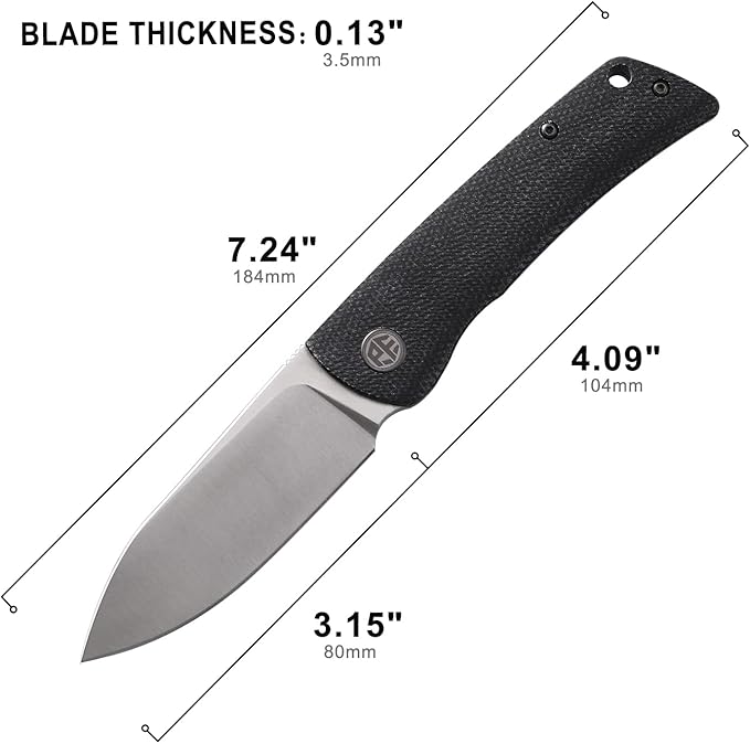 Petrified fish PFE05 Flavorist3.15 K110 Satin Blade 94g Micarta Handle Front Flipper Liner lock Folding knife (Black-S)