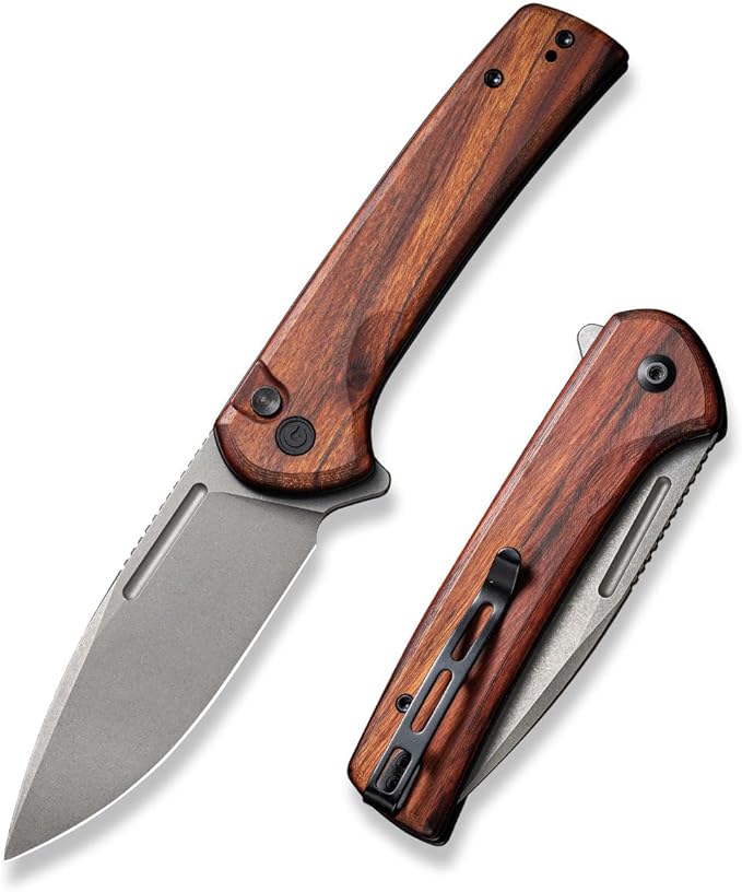 CIVIVI Pocket Knife for EDC Conspirator Button Lock Folding Knife 3.48 Nitro-V Blade Cuibourtia Wood Handle C21006-3