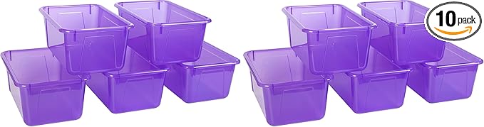 Storex Small Cubby Bins – Plastic Storage Containers for Classroom 12.2 x 7.8 x 5.1 inches Candy Violet 10-Pack (62478A05C)