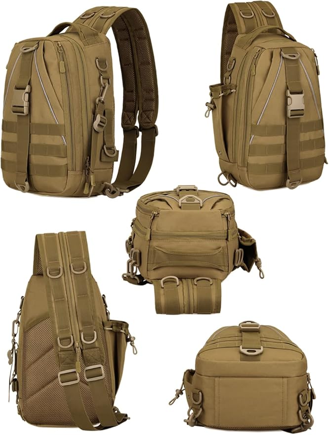 Tactical Daypack Molle Sling Bag for Men Chest Pack Molle Backpack Bug Out Bag
