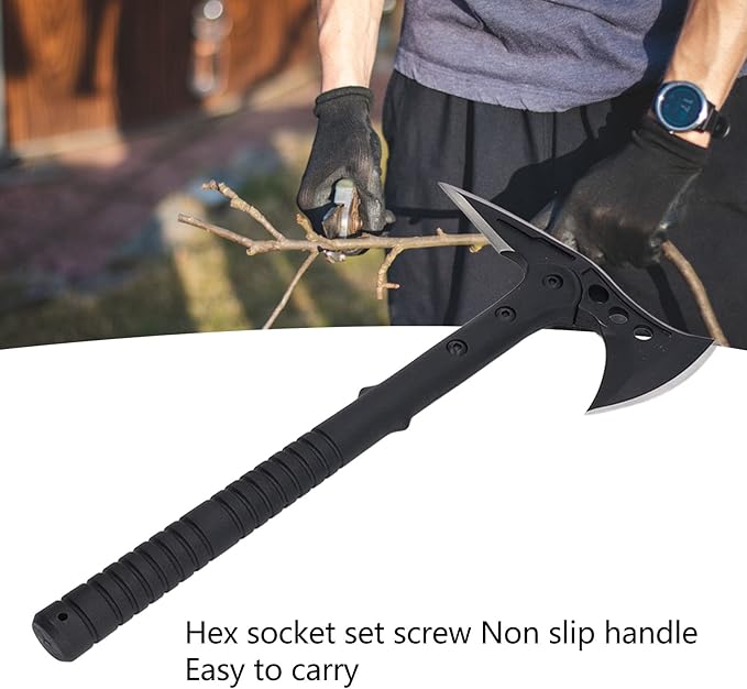 Camping Axe Throwing Axe for Outdoor Wood Splitting and Kindling Forged Carbon Steel Heat Treated Survival Tool Fiberglass Shock Reduction Handle