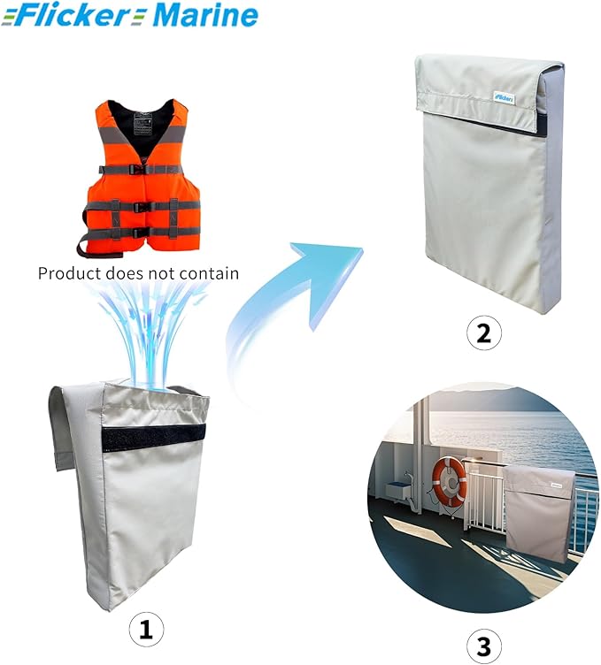 Marine Life Jacket Storage Bag – Waterproof Hanging Organizer for Boat Rail or Fence – Outdoor Marine Gear Holder for Vests and Equipment (Gray)