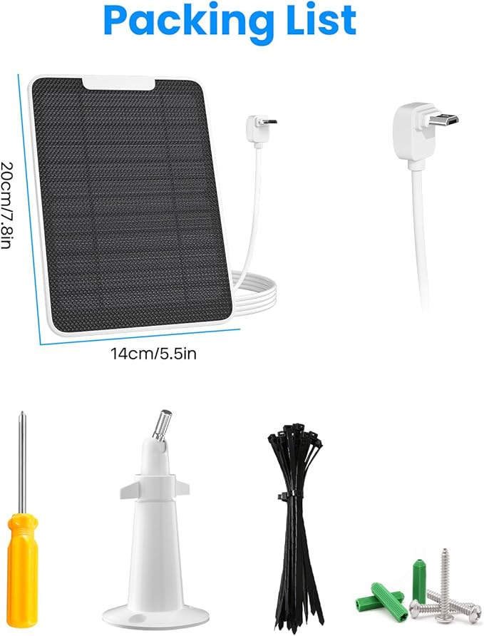 5W Arlo Solar Panel Charger Compatible with Arlo Essential Spotlight/XL Spotlight Camera Arlo Essential Solar Panel Charger w/ 10ft Waterproof Micro USB Charging Cable Adjustable Wall Mount 4 Pack