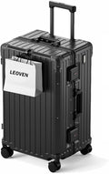 LEOVEN Hardside Luggage LS-0683 PC Hard Shell Suitcase with Cup Holder USB Type-C 3:7 Ratio Large Capacity Aluminium Frame TSA Customs Lock 360° Double Wheels with Brake and Shock Absorber