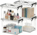 112 QT Clear Storage Bins with Lids 4 Pack 28 QT-Stackable Plastic Organizer for Home Office Garage BPA-Free Heavy-Duty See-Through Containers with Secure Latches &amp Handles