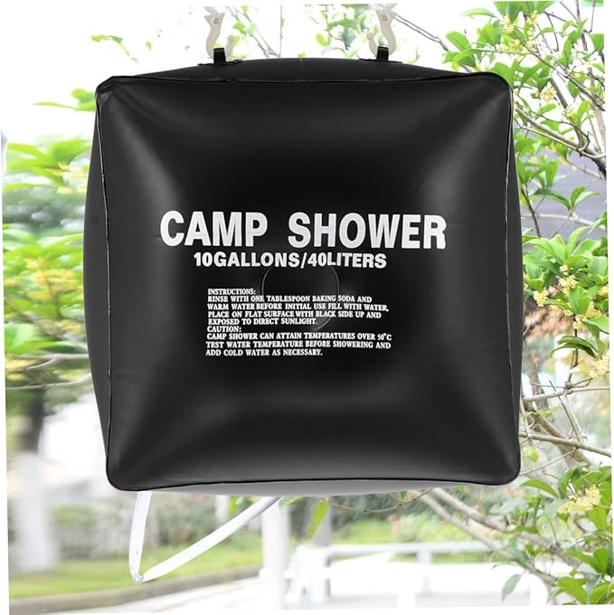 VICASKY 1set Solar Shower Bag for Outdoor Camping Portable Solar Heating Bag Mesh Pouch Glamping Essentials