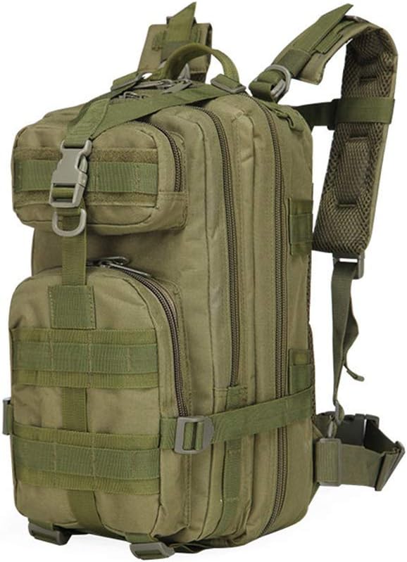 Outdoor Sports Pack Hiking Bag Tactical Rucksack Camo Knapsack Combat Camouflage Tactical Molle 25L 3P Backpack - Green