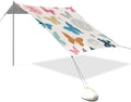 Cute Colorful Flowers Beach Tent Sun Shelter Set UPF50+ UV Protection 10.5 x 9.19 FT Camping Shade Canopy with Sandbags Sand Anchors Carrying Bag and Others