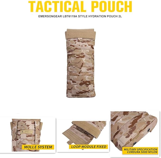 Emersongear LBT6119A Style Hydration Pouch Tactical Army Water Pouch Carrier Bag for Backpack/Vest/Belt with Molle2L