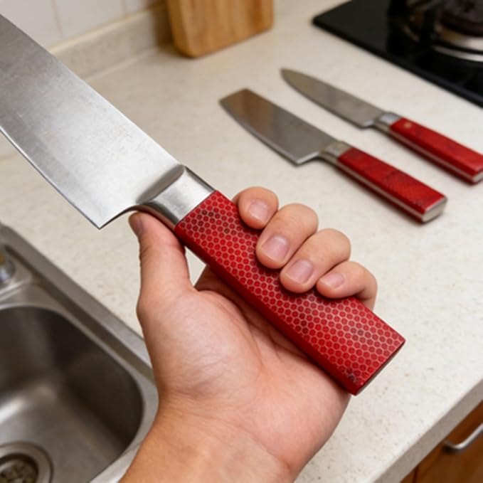 Red Blue Resin Knife Handle Blank Material 2pcs DIY Honeycomb Structured Textured Tool Patch