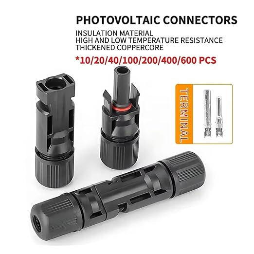 Solar Cable Connectors 600/200/100/40/20/10 Pcs DC Solar Connector 1000V30A Panel Stecker IP67 Waterproof Connectors Kit for PV/MC Cable 2.5/4/6mm2(100pcs(50pairs))