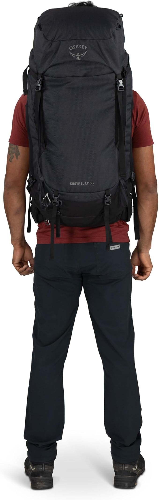 Osprey Kestrel LT 65L Men's Backpacking Backpack - Lightweight Hiking &amp Camping Bag with Waterproof Raincover Black