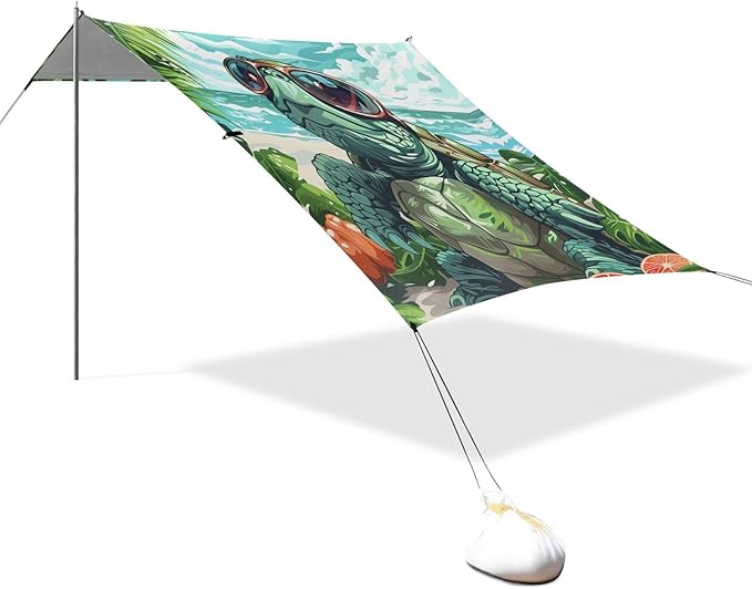 ALAZA Turtle Summer Beach Tent Sun Shelter Portable Canopy Sunshade for Outdoor Camping Picnics Backyard Fun 10x9 ft