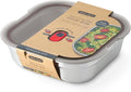BLACK + BLUM Lunch Box - Meal Prep Containers Reusable for Picnic &amp Camping - Microwavable Stainless Steel Lunch Dinner Food Storage Box with Leak Proof Lid - Dishwasher Oven Safe - Large Square 3