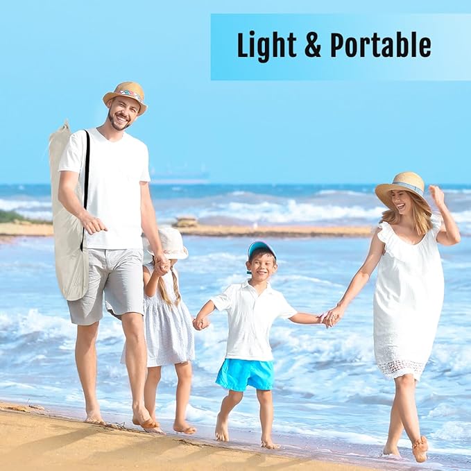 WhiteFang Deluxe Pop Up Beach Tent Sun Shade Shelter for 3-4/5-6 Person UV Protection Extendable Floor with 3 Ventilating Windows Plus Carrying Bag Stakes and Guy Lines