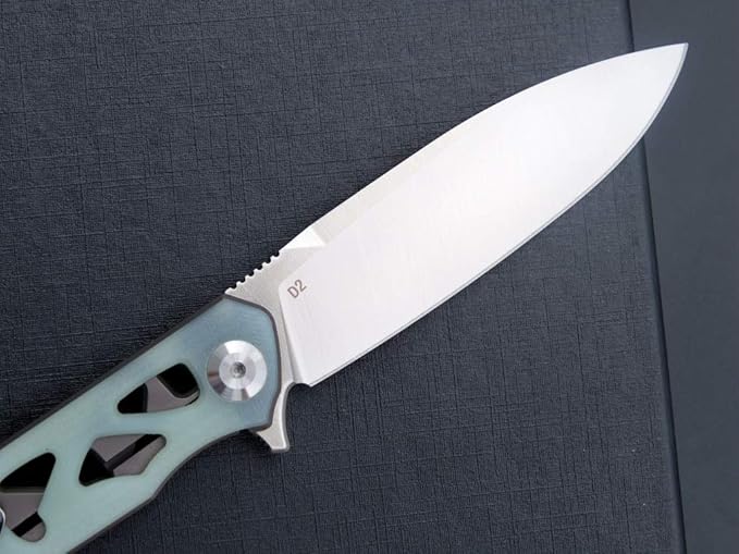 Eafengrow EF959 Pocket Folding Knife D2 Steel Blade G10 Handle EDC Knife Liner Lock Ball Bearing Tactical Pocket Knife Flipper Knife for Camping Tactical Hiking Survival Outdoor(Jade)