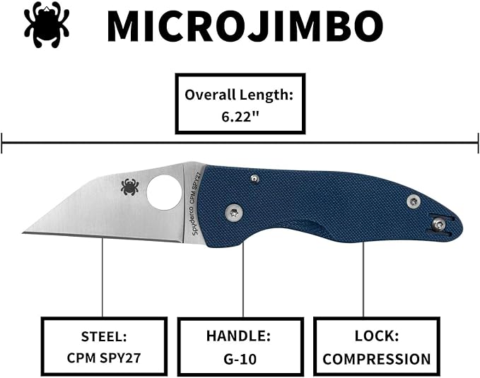 Blue G-10 Wharncliffe Spyderco MicroJimbo