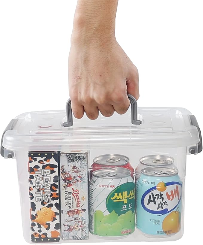 6 Packs 5 Quart Clear Storage Bin Latching Container Box with Handle