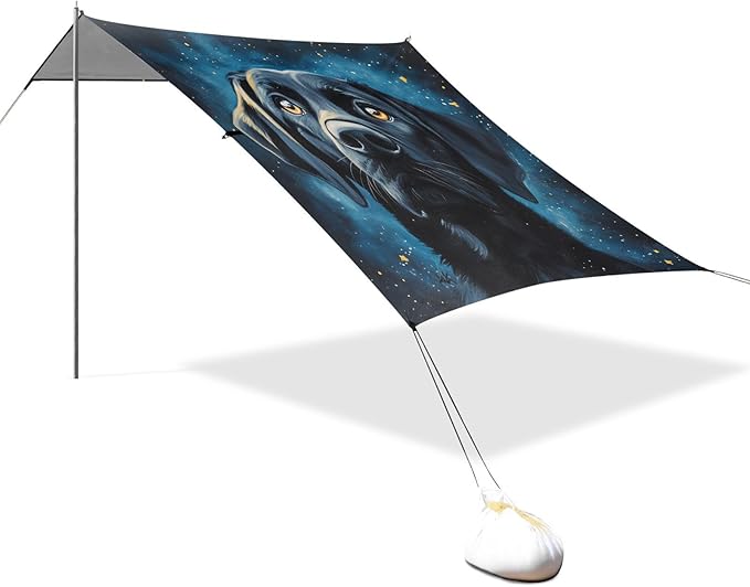 ALAZA Labrador Starry Blue Beach Tent Sun Shelter Portable Canopy Sunshade for Outdoor Camping Picnics Backyard Fun 10x9 ft
