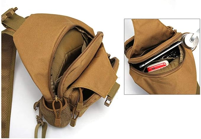 Sunnystacticalgear Outdoor Sports Hiking Sling Bag Shoulder Pack Camouflage Tactical Molle Chest Bag - Black CP