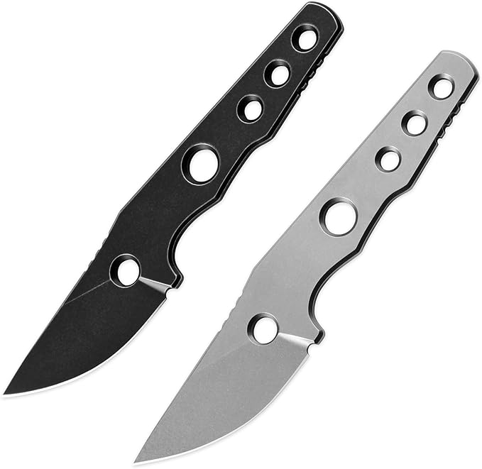 Petrified fish PFE13 Bison Fixed Blade Knife 2.4 14C28N Stonewashed Blade 2.52oz 14C28N Handle Fixed Blade Knife for Camping EDC Outdoor (Black Stonewashed)