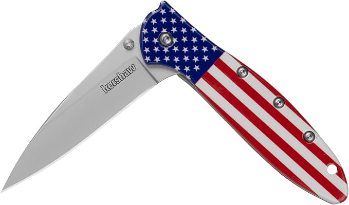 Kershaw Leek BlackWash Pocket Knife (1660BLKW) 3 Sandvik 14C28N Steel Blade 410 Stainless Steel Handle BlackWash Finish SpeedSafe Assisted Open Frame and Tip Locks Reversible Pocketclip 3 OZ