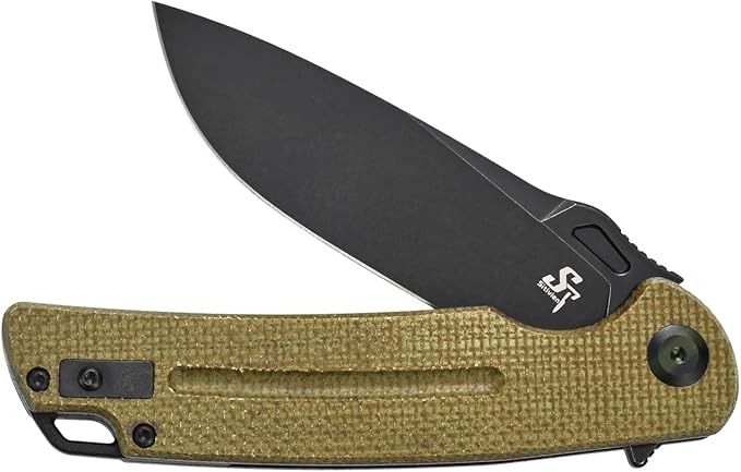 Sitivien ST137 Folding KnifeD2 Satin BladeMicarta Handle EDC Tool Knife for Outdoor Hiking Camping Fishing(Green)